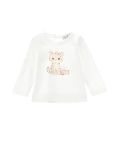 Monnalisa Babies' Graphic-print Long-sleeve T-shirt In White