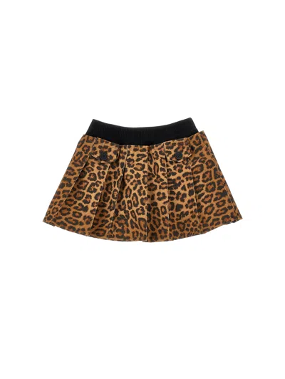 Monnalisa Babies'   Leopard Pleated Skirt In Brown