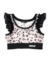 Monnalisa Leopard-print Cropped Tank Top In Black