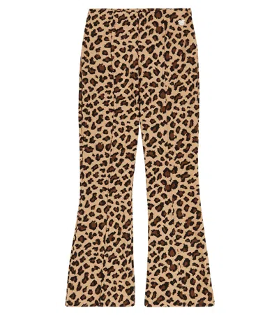 Monnalisa Kids' Leopard-print Jersey Flared Pants In Multicoloured