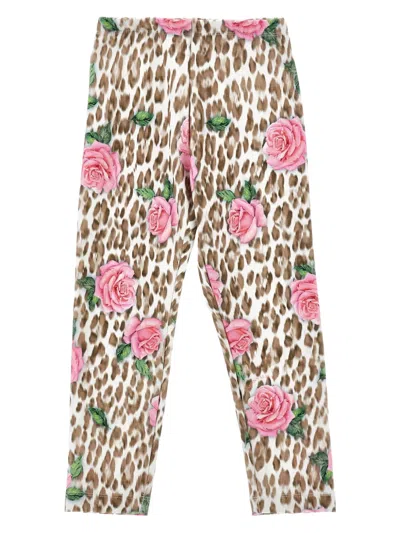 Monnalisa Kids' Leopard-print Leggings In Brown