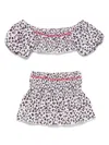 Monnalisa Leopard-print Skirt Set In White