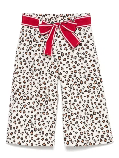 Monnalisa Kids' Leopard-print Trousers In White