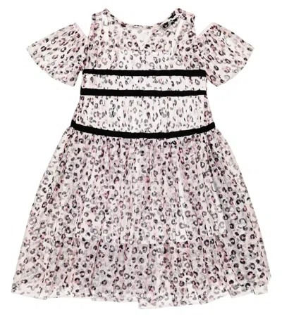 Monnalisa Kids' Leopard-print Tulle Dress In Rosa Fairytale