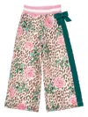 Monnalisa Leopard Rose Wide-leg Sweatpants In Multi