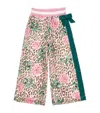 Monnalisa Leopard Rose Wide-leg Sweatpants In Pink
