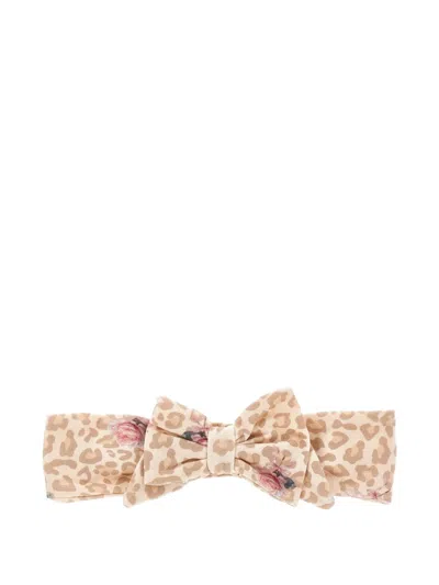 Monnalisa Babies' Leopard-print Bow Headband In Neutral