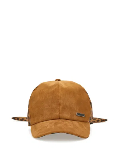 Monnalisa Kids' Leopard-print Bow-detail Baseball Cap In Brown
