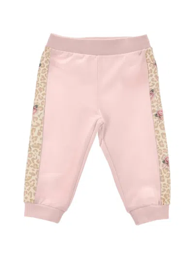 Monnalisa Babies' Leopard-print Bow-detail Track Pants In Pink