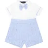MONNALISA LIGHT BLUE ROMPER FOR BABY BOY WITH BOW TIE