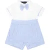 Monnalisa Linen Romper With Bow Tie In White
