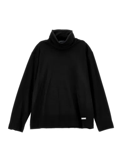 Monnalisa Light Cotton Turtleneck In Black