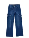 Monnalisa Lined Stretch Denim Jeans In Blu Stone Denim