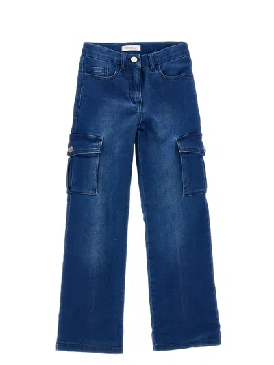 Monnalisa Kids'   Lined Stretch Denim Jeans In Blu Stone Denim