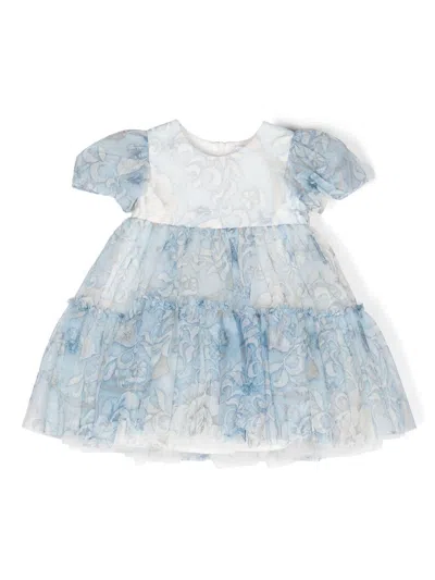Monnalisa Babies' Little Princess Tiered Tulle Dress In Blue