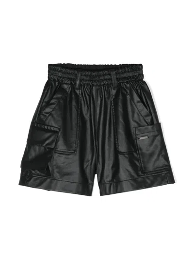 Monnalisa Kids' Logo-appliqué Cargo Shorts In Black