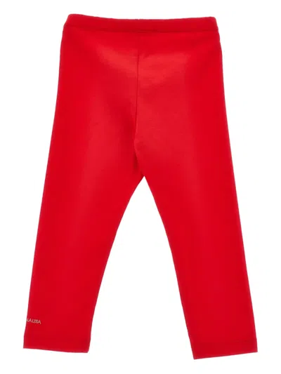 Monnalisa Logo-appliqué Leggings In 红色