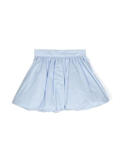 Monnalisa Kids' Logo-appliqué Pleated Skirt In Blue