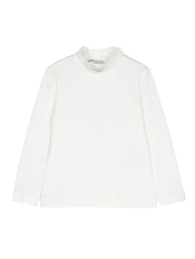 Monnalisa Kids' Logo-appliqué T-shirt In Cream