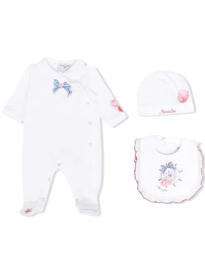 Monnalisa Logo Babygrow Set In White