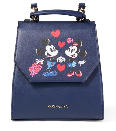 Monnalisa Kids' Logo人造皮革双肩包 In Blue