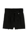 Monnalisa Logo-charm Belted Pleated Shorts In 黑色