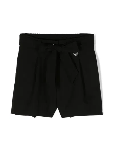 Monnalisa Logo-charm Belted Pleated Shorts In 黑色