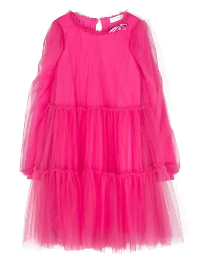 Monnalisa Kids' Logo-charm Dress In Pink
