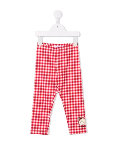 Monnalisa Logo Checked Pants In Pink