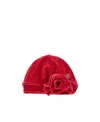 Monnalisa Logo-embellished Cotton Beanie In Red