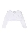 Monnalisa Rhinestone-logo Cropped Cardigan In Weiss