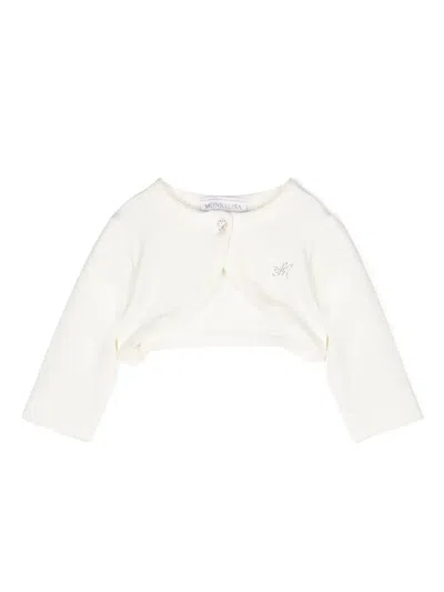 Monnalisa Babies' Logo-embellished Cropped Jacket In Neutrals