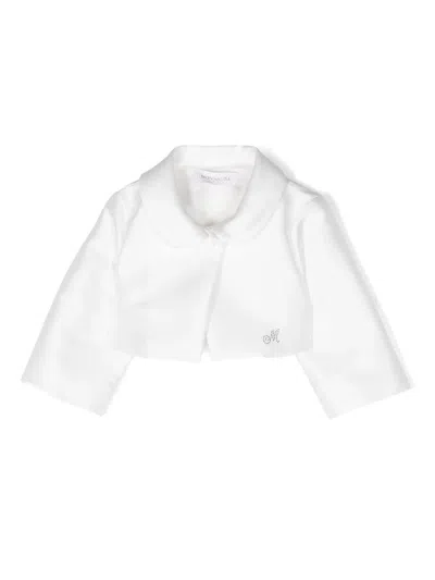 Monnalisa Babies' Logo-embellished Cropped Jacket In White