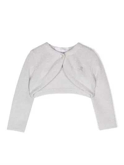 Monnalisa Babies' Logo-embellished Cropped Sweater In Grey