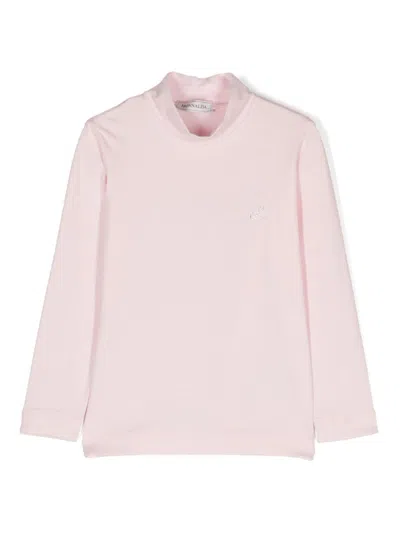 Monnalisa Kids' Logo-embellished Mock-neck Top In Pink