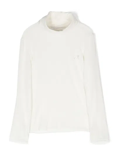 Monnalisa Kids' Logo-embellished Roll-neck T-shirt In White