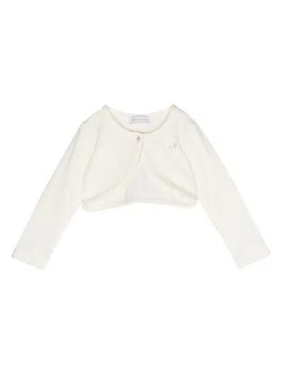 MONNALISA LOGO-EMBELLISHED ROUND-NECK CARDIGAN