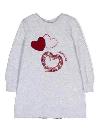 Monnalisa Babies' Logo-embroidered Cotton Jersey Dress In 灰色
