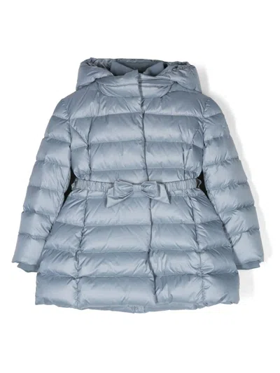 Monnalisa Kids' Logo-embroidered Hooded Coat In Blue