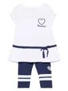 Monnalisa Logo-embroidered Leggings Set In Blue