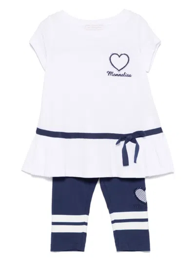 Monnalisa Kids' Logo-embroidered Leggings Set In Blue