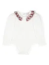 Monnalisa Logo-embroidered Ruffle Body In 白色