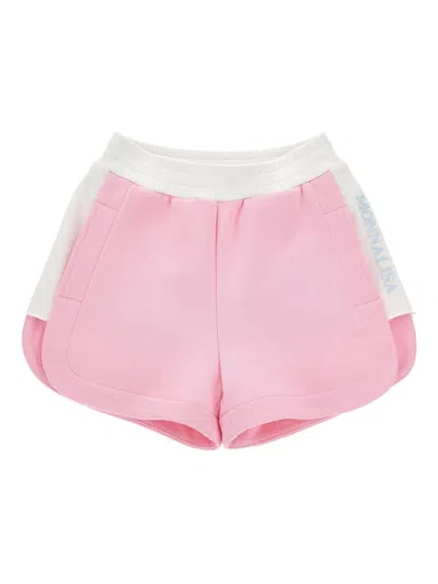 Monnalisa Kids' Logo-embroidered Shorts In Pink