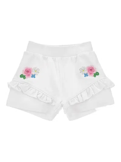 Monnalisa Babies' Logo-embroidered Shorts In White