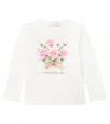 Monnalisa Floral-print Long Sleeve Top In White