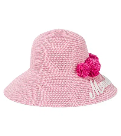 Monnalisa Kids' Floral-appliqué Hat In Fuchsia