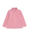 Monnalisa Jersey Turtleneck With Rhinestone Logo In Pink
