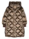 Monnalisa Logo-lettering Padded Coat In Brown