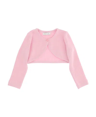 Monnalisa Logo Long-sleeved Cardigan In Pink