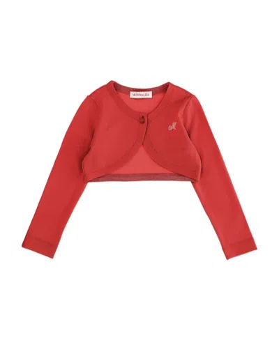 Monnalisa Logo Long-sleeved Cardigan In Red